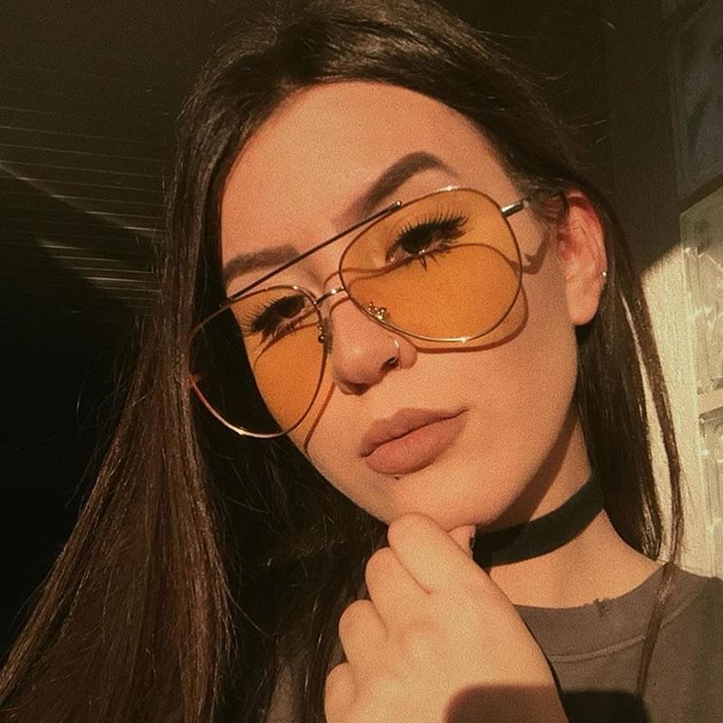 zeroUV Retro Color Tone Color Flat Lens Aviator Sunglasses A967 Sunglasses