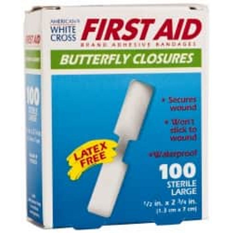 Medique Medique First Aid Bandages - Butterfly Large Bandages - Polyester - BX Of 100 Medical Tape & Bandages