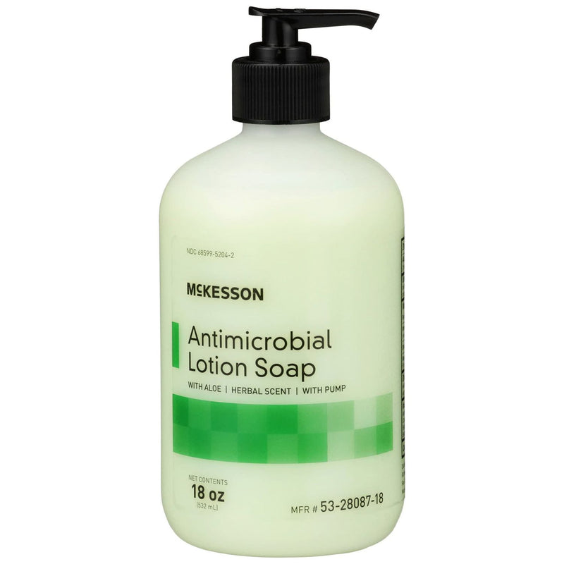 McKesson Brand McKesson Brand Antimicrobial Lotion Hand Soap With Aloe, Herbal Scent, 18 Oz Lotion & Moisturizer White Smoke