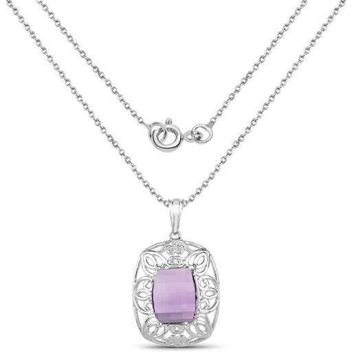Bids.com 7.30 Carat Genuine Amethyst .925 Sterling Silver Pendant Pendants