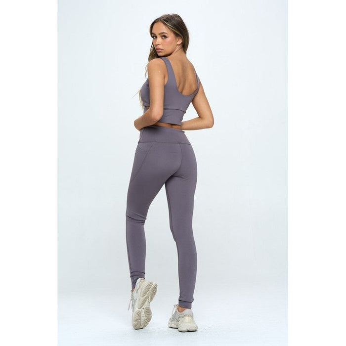 Zip Up Crop Sports Tank Top Set