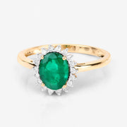 Bids.com 1.34 Carat Genuine Zambian Emerald and White Diamond 14K Yellow Gold Ring Rings