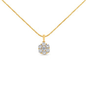 Bids.com 14K Yellow Gold 2.00 Cttw Brilliant Round-Cut Diamond 7 Stone Flower Cluster 18" Pendant Necklace (H-I Color, SI2-I1 Clarity) Necklaces