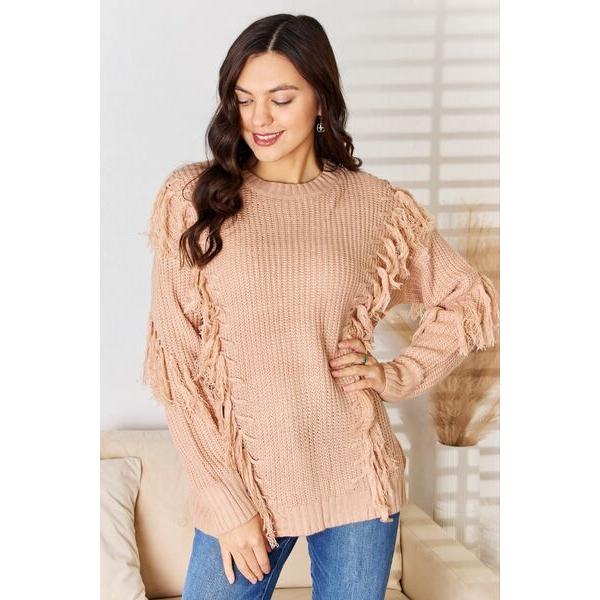 And The Why Tassel Detail Long Sleeve Sweater