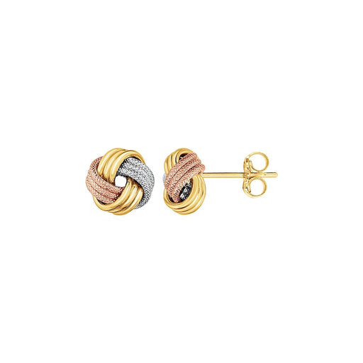 Bids.com Love Knot Post Earrings in 14k Tri Color Gold Earrings