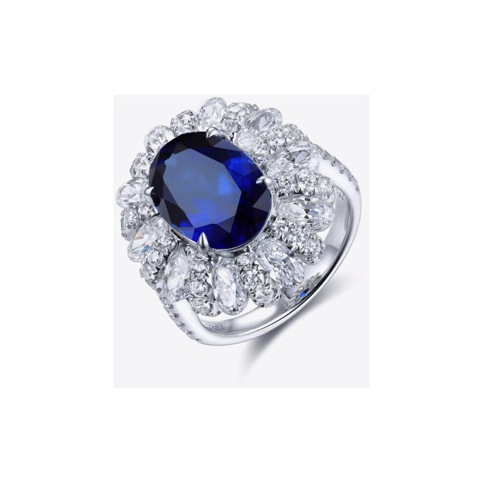 5 Carat Lab-Grown Sapphire Flower Shape Ring