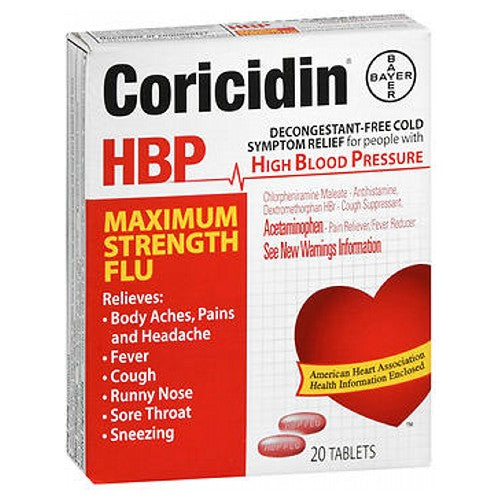 Coricidin Coricidin Cold Symptom Relief, Maximum Strength Flu, Decongestant Free, Tablets Personal Care