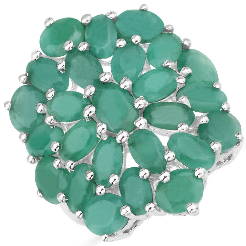 Bids.com 5.88 Carat Genuine Emerald .925 Sterling Silver Ring Rings