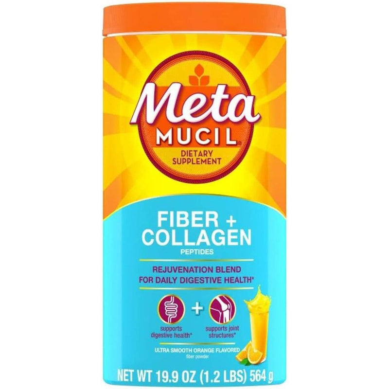 Metamucil Metamucil Fiber + Collagen Peptides, Powder, Ultra Smooth Orange Flavored 19.9 Oz Vitamins & Supplements