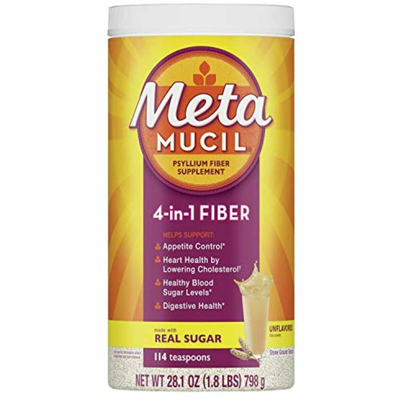 Metamucil Metamucil Daily Psyllium Husk Powder Supplement With Real Sugar, 4-in-1 Fiber Unflavored Vitamins & Supplements