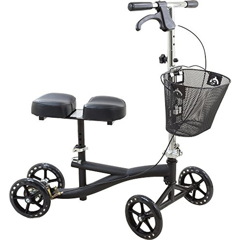 Roscoe Medical Roscoe Medical Knee Walker Scooter With Basket And Padded Seat, Black Walkers