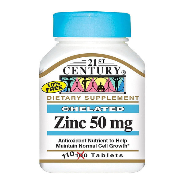 21st Century 21st Century Chelated Zinc 50 mg – Immune Support (110 Tablets) Vitamins & Supplements