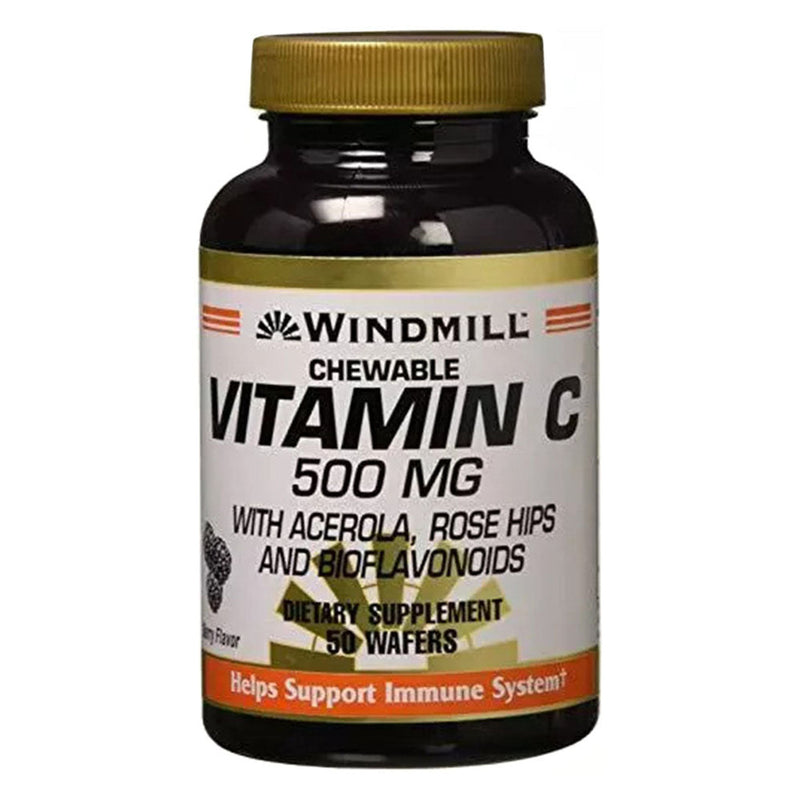 Windmill Windmill® Vitamin C 500 mg Chewable Wafers – Orange Flavor (50 Tablets) Vitamins & Supplements