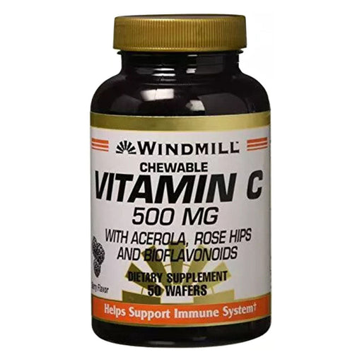 Windmill Windmill® Vitamin C 500 mg Chewable Wafers – Orange Flavor (50 Tablets) Vitamins & Supplements