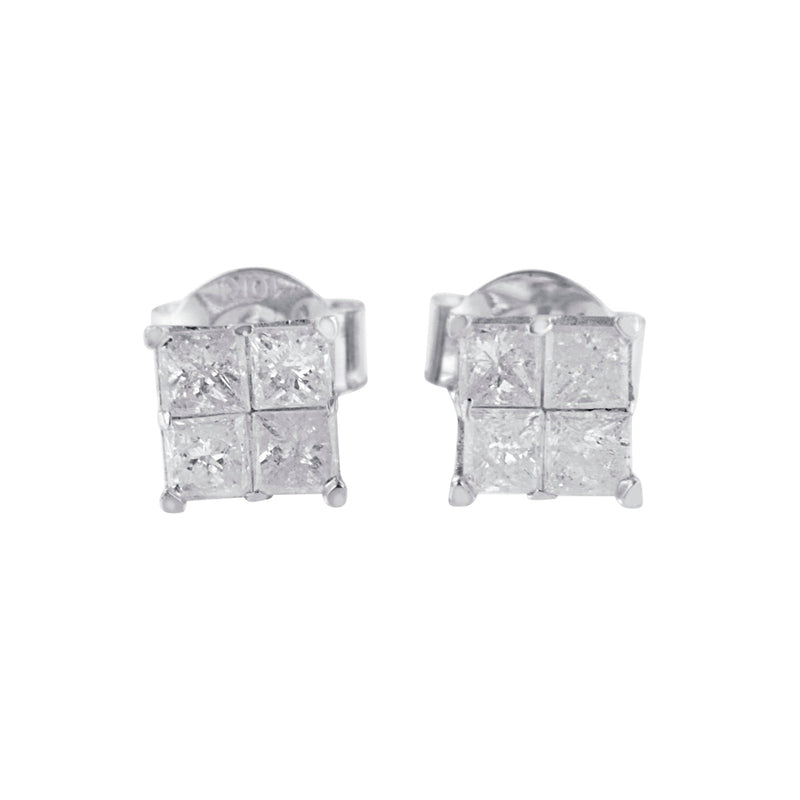Bids.com 10k White Gold Diamond Stud Earrings (0.60 cttw, I-J Color, I2-I3 Clarity) Earrings