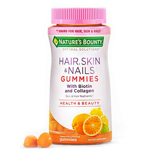 Nature's Bounty Nature's Bounty Optimal Solutions, Hair, Skin, & Nails, Collagen & Biotin, Tropical Citrus, 80 Gummies Vitamins & Supplements