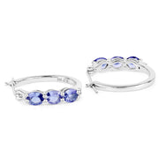 Bids.com 1.99 Carat Genuine Tanzanite and White Diamond .925 Sterling Silver Earrings Earrings