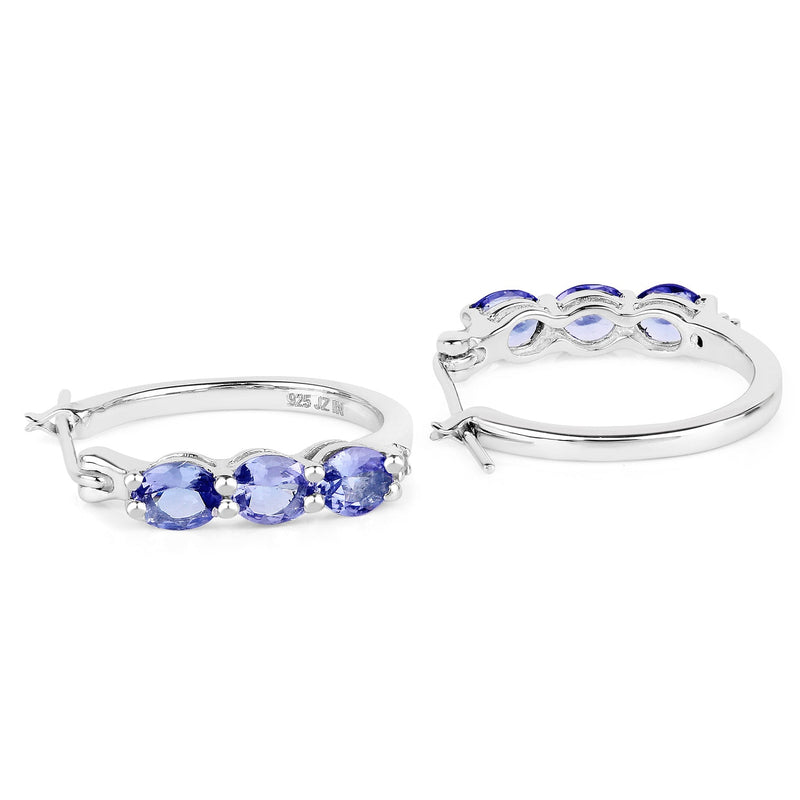 Bids.com 1.99 Carat Genuine Tanzanite and White Diamond .925 Sterling Silver Earrings Earrings