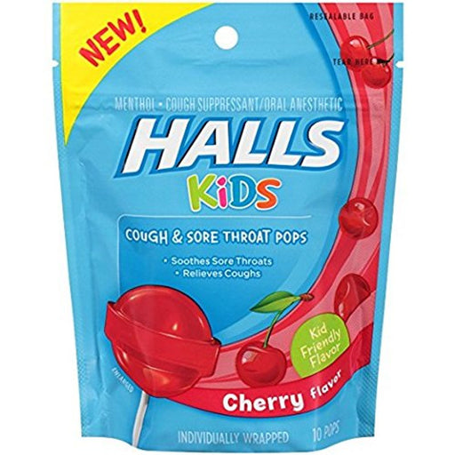 Halls Halls Kids Cough & Sore Throat Pops Cherry Flavor Health & Beauty White Smoke