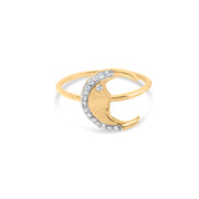 Bids.com 10K Yellow Gold 1/10 Cttw Diamond Crescent Moon Ring (I-J Color, I1-I2 Clarity) - Ring Size 6 Rings