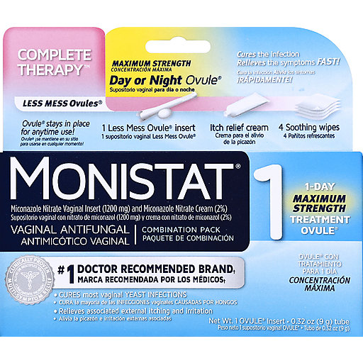 Monistat Monistat 1 Complete Therapy Vaginal Antifungal 1-Day Maximum Strength Treatment Ovule Combination Pack Health & Beauty