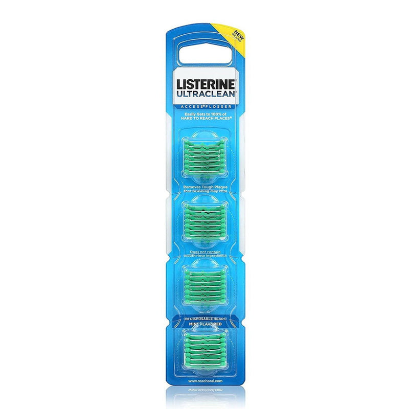 Listerine Listerine Ultraclean Access Disposable Snap-On Flosser Refill Heads For Proper Oral Care, Mint Flavored Oral Care Light Cyan