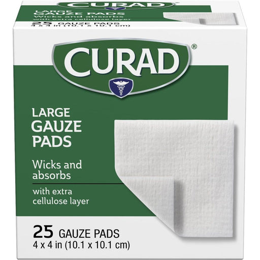 Curad Curad Pro-Gauze Pads – 4" x 4" Sterile Absorbent Gauze, 25 Count First Aid