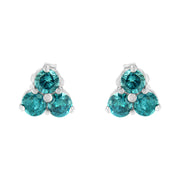 Bids.com 14KT White Gold Treated Blue Diamond Trio Stud Earrings (1 1/3 cttw, Blue) Earrings