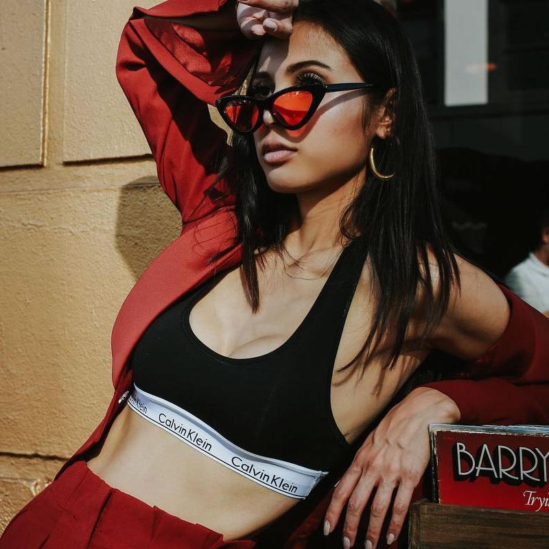 zeroUV Women's Retro Flat Angle Colored Lens Black Frame Sunglasses C511 Sunglasses