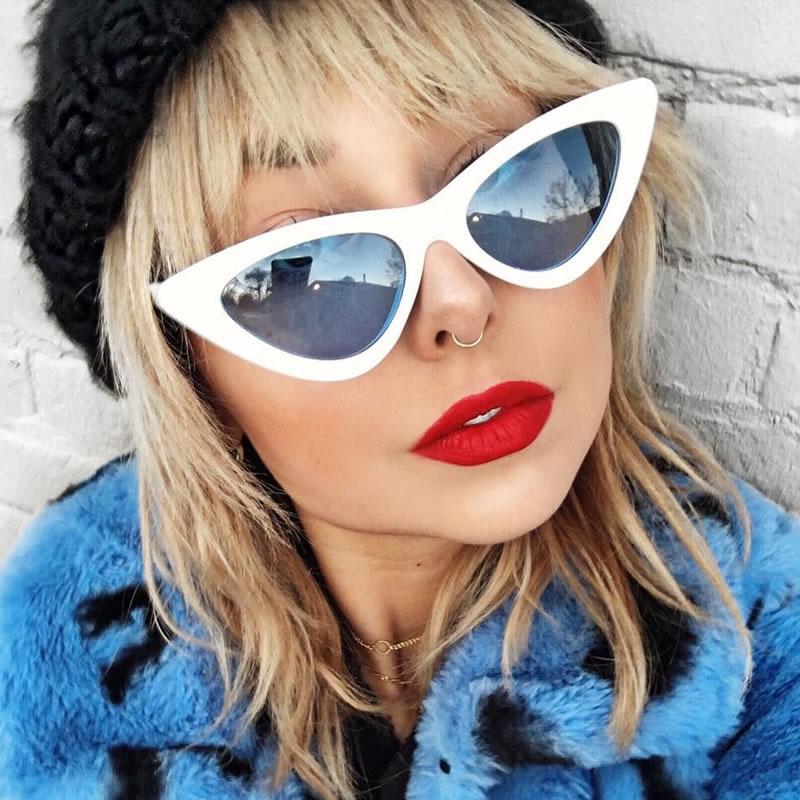 zeroUV Women's Retro Side Angle Cat Eye Color Lens Sunglasses C510 Sunglasses