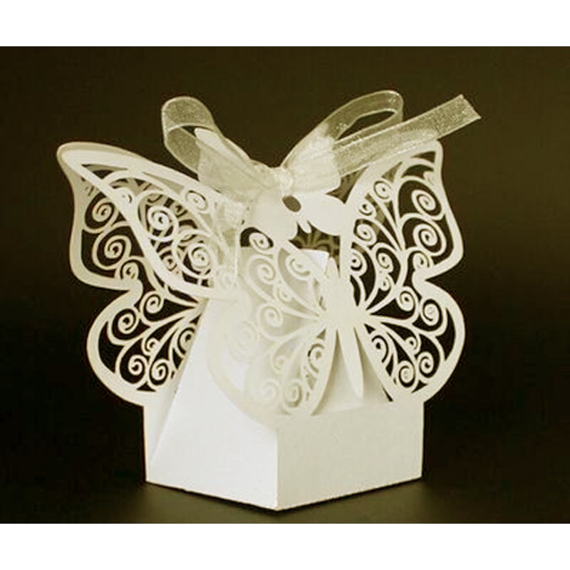 0 Ivory Butterfly Wedding Bomboniere Box