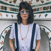 zeroUV Modern Slim Round Color Tone Aviator Sunglasses A871 Sunglasses