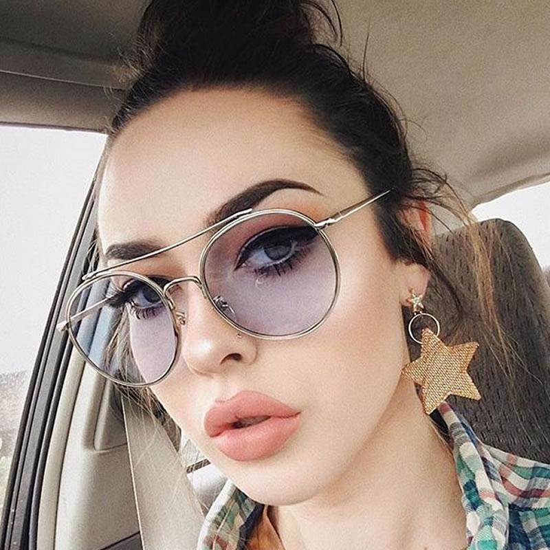 zeroUV Modern Slim Round Color Tone Aviator Sunglasses A871 Sunglasses