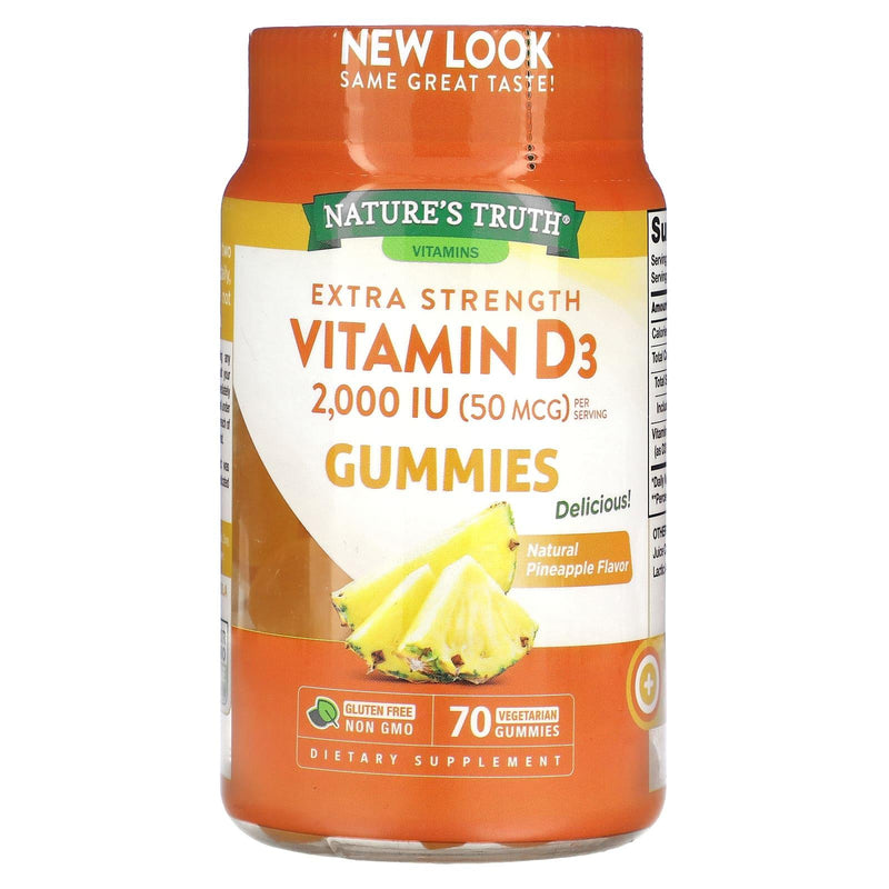 Nature's Truth Nature's Truth Vitamin D3, Extra Strength, 50 Mcg, Vegetarian Gummies, Natural Pineapple Flavor Vitamins & Supplements