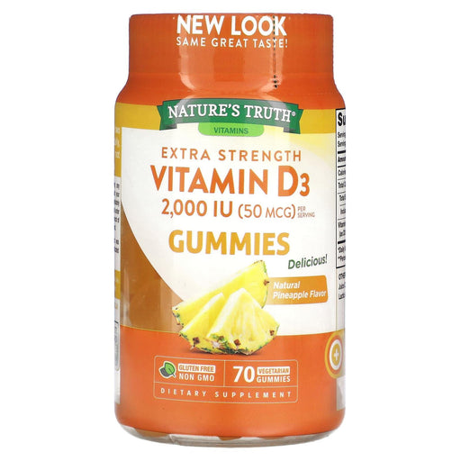Nature's Truth Nature's Truth Vitamin D3, Extra Strength, 50 Mcg, Vegetarian Gummies, Natural Pineapple Flavor Vitamins & Supplements