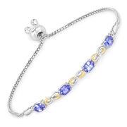 Bids.com 1.81 Carat Genuine Tanzanite and White Topaz .925 Sterling Silver Bracelet Bracelets