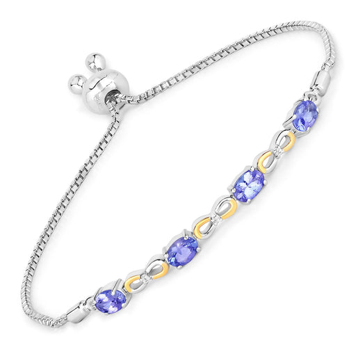 Bids.com 1.81 Carat Genuine Tanzanite and White Topaz .925 Sterling Silver Bracelet Bracelets