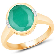 Bids.com 3.22 Carat Genuine Emerald and White Diamond 14K Yellow Gold Ring Rings