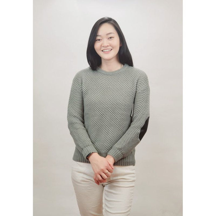 Honeycomb Stitch Sweater Top. w/ Elbow Patch