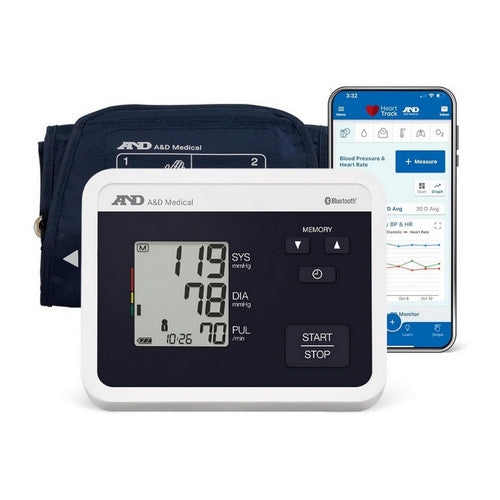 A&D A&D Medical Multi-User Bluetooth Upper Arm Blood Pressure Monitor With Wide Range Cuff, 8.6" To 16.5" Blood Pressure Monitors