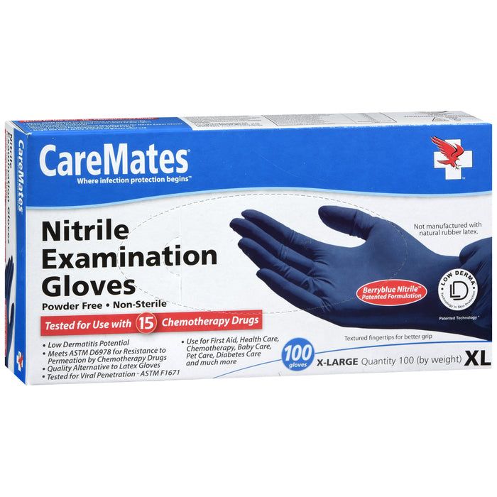Caremates CareMates Nitrile Exam Gloves, Berry Blue, X-Large, 100 Count – Latex-Free & Powder-Free Disposable Gloves