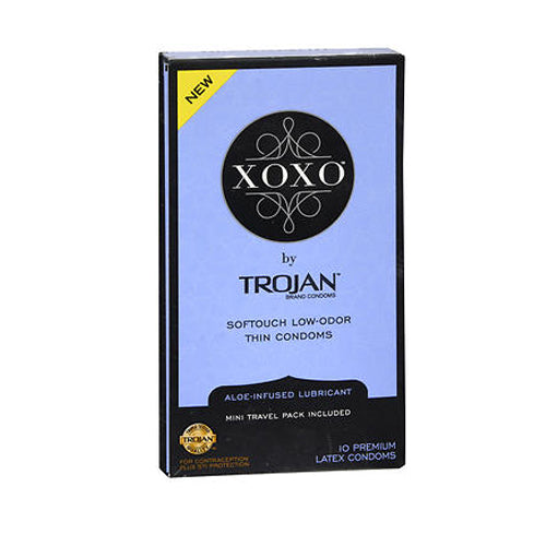 Trojan Trojan XOXO Condoms, Premium Latex, Thin, Softouch Low-Odor Condoms Light Steel Blue