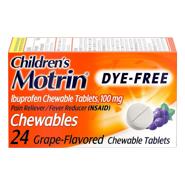 Motrin Motrin Children's Dye-Free Ibuprofen Chewable Tablets For Pain & Fever, Grape Health & Beauty White Smoke