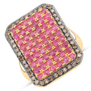 Bids.com 3.14 Carat Genuine Ruby and TTLB Diamond .925 Sterling Silver Ring Rings