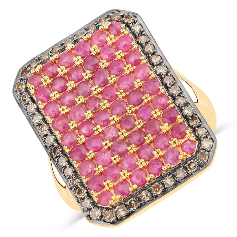 Bids.com 3.14 Carat Genuine Ruby and TTLB Diamond .925 Sterling Silver Ring Rings