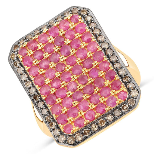 Bids.com 3.14 Carat Genuine Ruby and TTLB Diamond .925 Sterling Silver Ring Rings