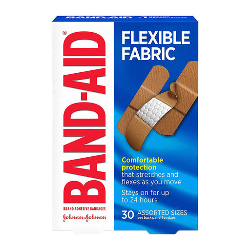 Band-Aid Brand Band-Aid® Brand Flexible Fabric Adhesive Bandages – Assorted Sizes (30 Ct Box) First Aid White Smoke