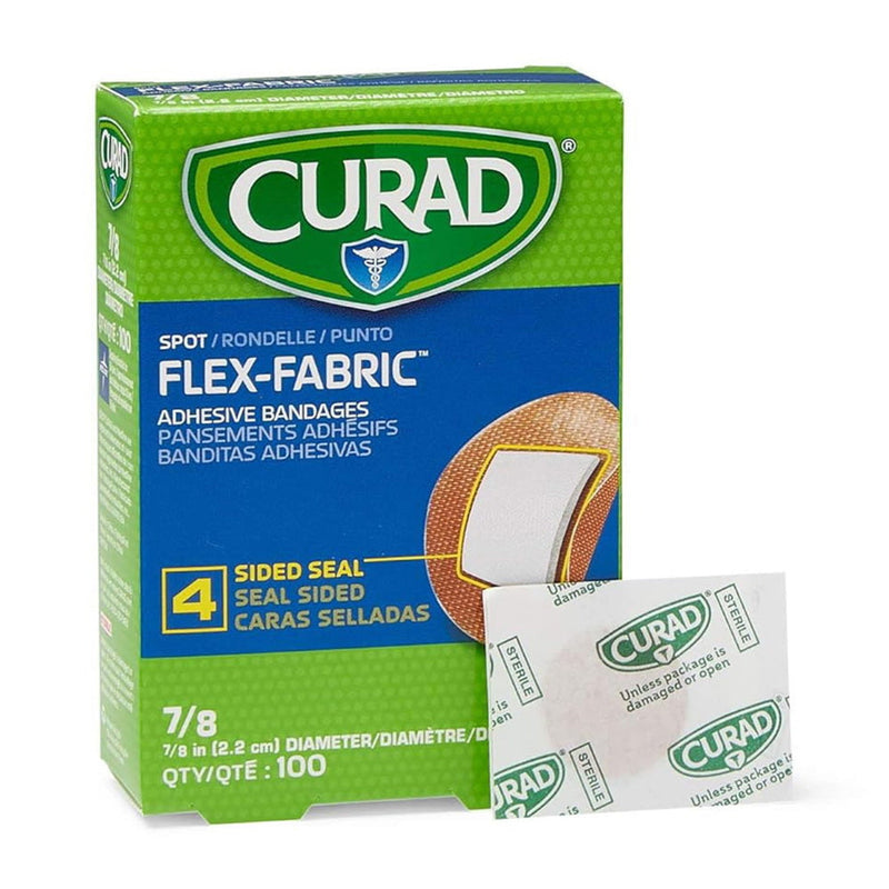 Curad Curad Flex Fabric Spot Adhesive Bandages, Bandage Diameter Is 7/8" Fabric White Smoke