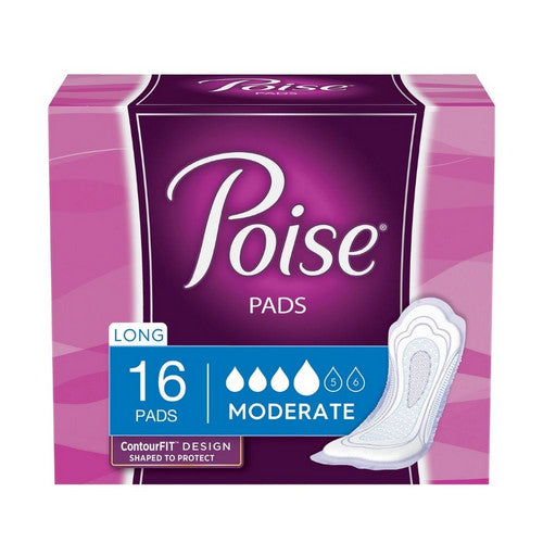 Poise Poise Pads 16 Ct. Moderate Absrobancy, Long Length Medical Supplies