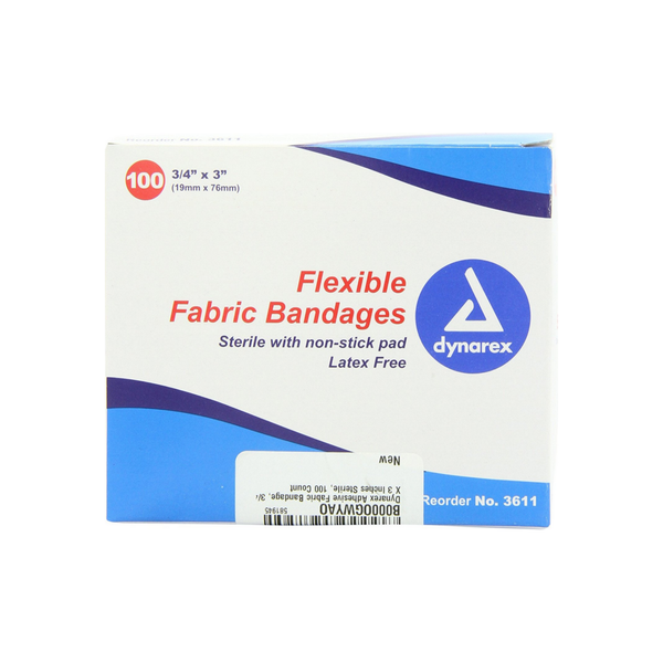 Dynarex Dynarex Adhesive Fabric Bandages Sterile 3/4" X 3" First Aid